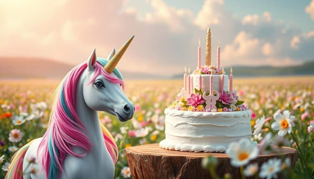 Geburtstagsbild mit Einhörnern