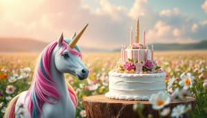 Geburtstagsbild mit Einhörnern