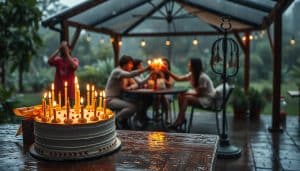 Geburtstagsbild mit Regen