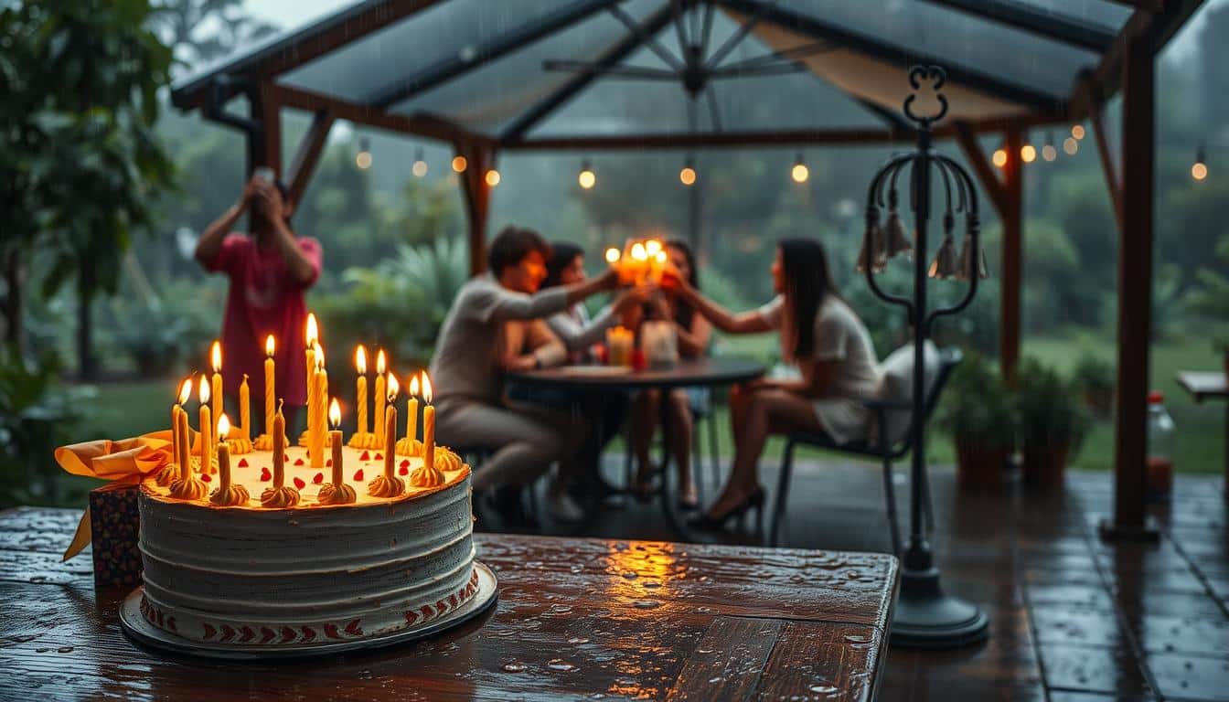 Geburtstagsbild mit Regen