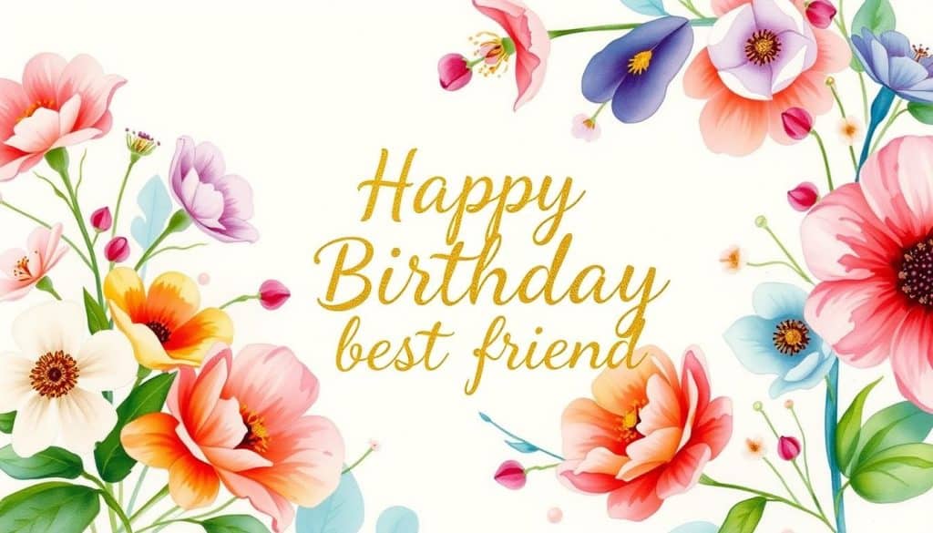 Geburtstagsbild mit Spruch für beste Freundin