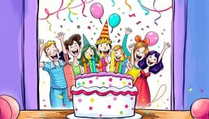 Geburtstagseinladung für Überraschungsparty