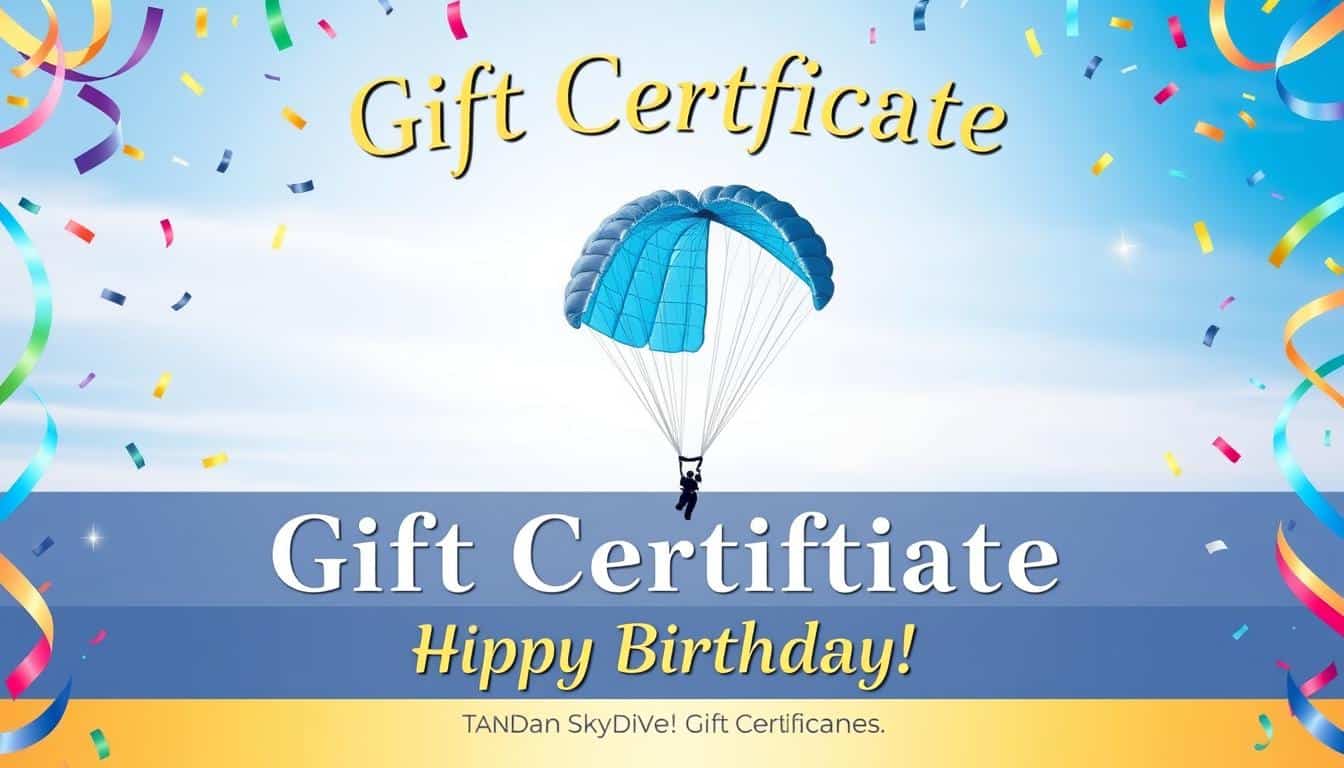 Gutschein für einen Fallschirmsprung zum Geburtstag