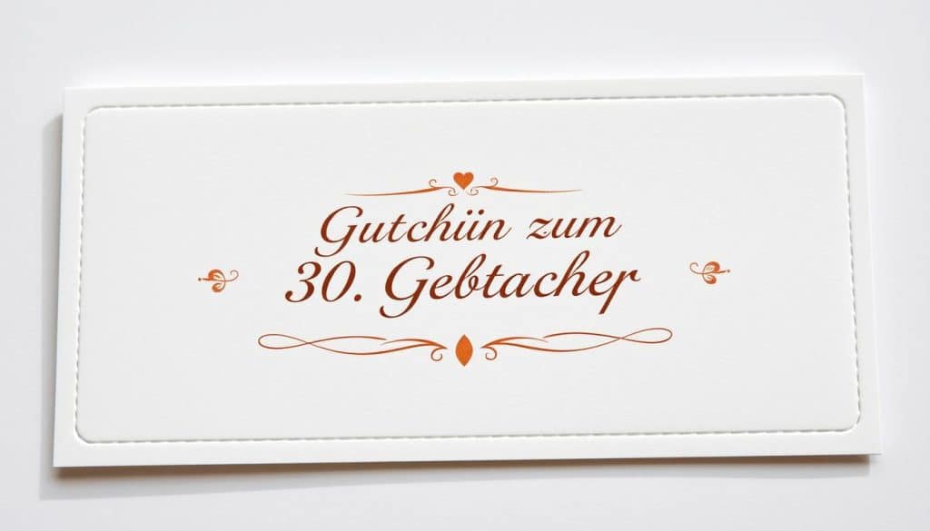 Gutschein zum 30. Geburtstag