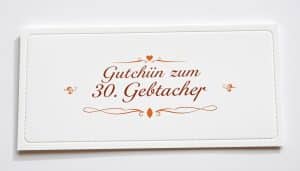 Gutschein zum 30. Geburtstag